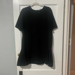 Womens ZARA Drop Hem Black Flippy Dress - Size XL